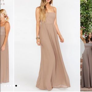 Show Me Your Mumu Lauren Tie Maxi Dress, Size Small. Dune Chiffon